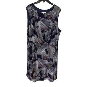 NorthStyle Abstract Print Draped Neck Sleeveless Midi Dress Size 1X